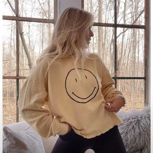 By Together Oversized Smiley Face Pullover Sweatshirt